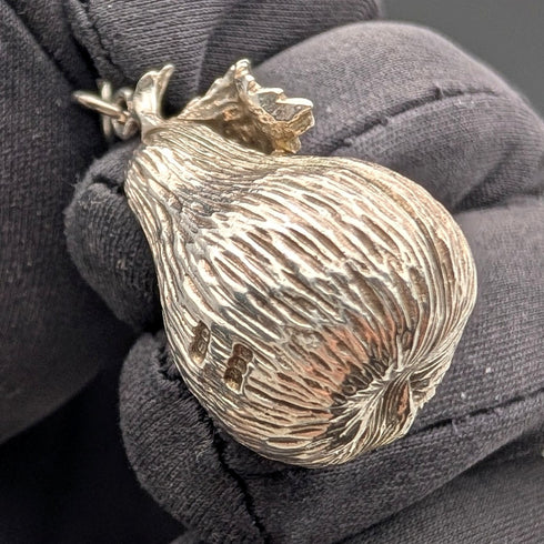 1902 Antique British Sterling Silver Albert Chain, 52g, with Sterling Silver Pear-Shaped FOB.