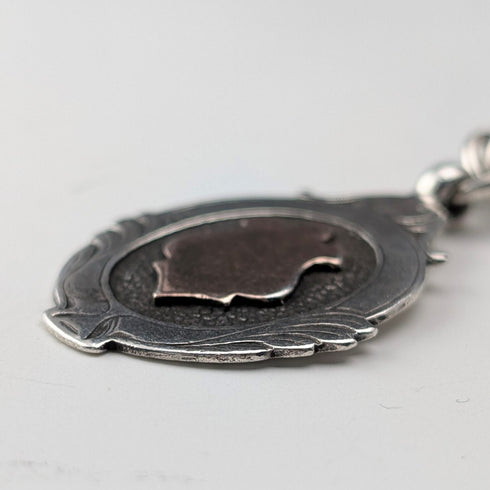 1911年 英國古董 純銀製雙頭阿爾伯特鏈 40g 純銀獎章懷錶鏈