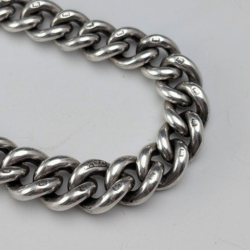 1891年 英國古董 純銀製阿爾伯特鍊 39g 馬車造型懷錶墜