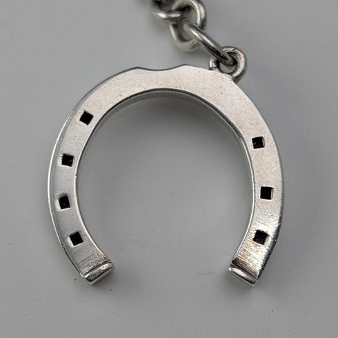 1900 Antique British Sterling Silver Albert Chain, 36g, with Sterling Silver Horseshoe FOB.