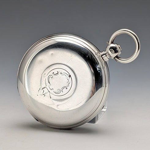 1888 British Antique, Pure Silver Case, Key-Wind, Large Pocket Watch, 56mm Diameter, Good Working Condition.