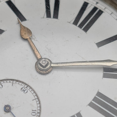 1888 British Antique, Pure Silver Case, Key-Wind, Large Pocket Watch, 56mm Diameter, Good Working Condition.