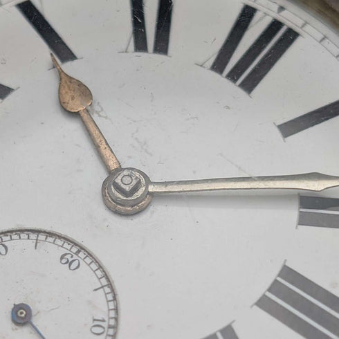 1888 British Antique, Pure Silver Case, Key-Wind, Large Pocket Watch, 56mm Diameter, Good Working Condition.