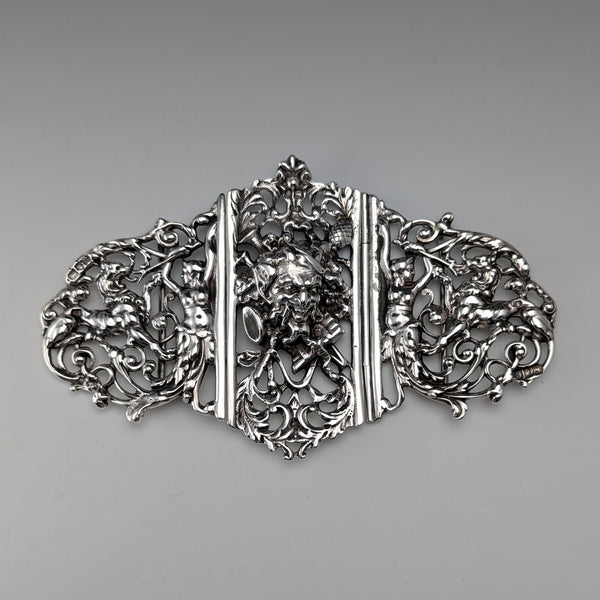 1898年 英國古董 純銀製 護士腰帶扣 118g Charles Edwards
