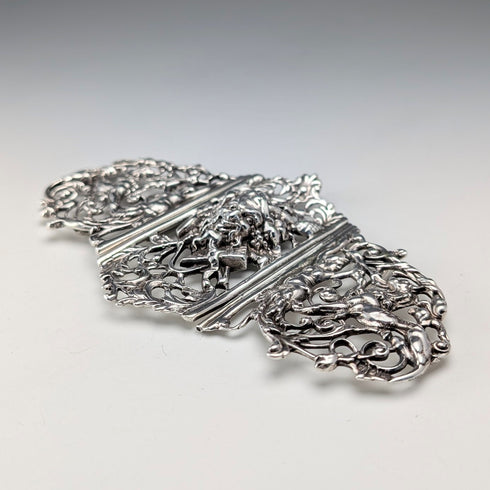 1898 British Antique Sterling Silver Nurse Belt Buckle 118g Charles Edwards