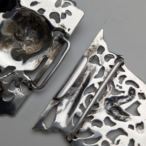 1898 British Antique Sterling Silver Nurse Belt Buckle 118g Charles Edwards