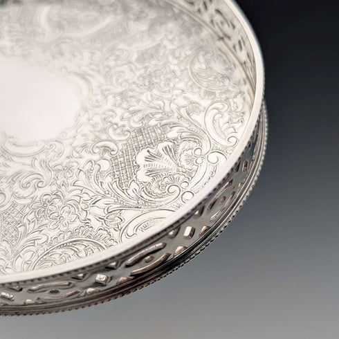 British Vintage Silverplate Oval Small Gallery Tray, 17cm Wide, Barker Ellis