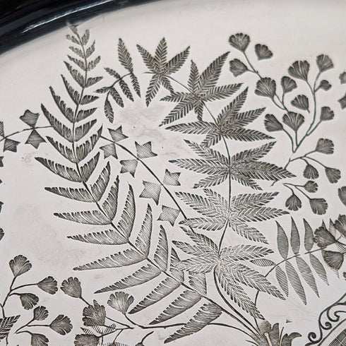 1879 British Antique Silverplate Footed Serving Dish, Diameter 30cm, Benjamin W Ramsden