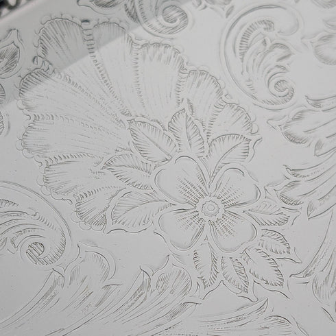 英国ヴィンテージ シルバープレート製 オーバル型 大型ギャラリートレイ 幅39cm Queen Anne 未使用品