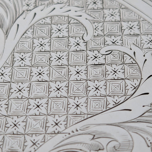 1890年 英國古董 純銀製 腳座托盤 卡片托盤直徑26cm 517g Elkington