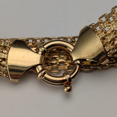 ヴィンテージ 純銀製 ゴールドメッキ メッシュ ブレスレット 20g