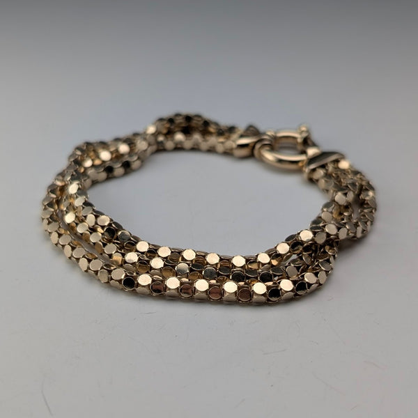 Vintage Sterling Silver Gold-Plated Snake Chain Bracelet 18g
