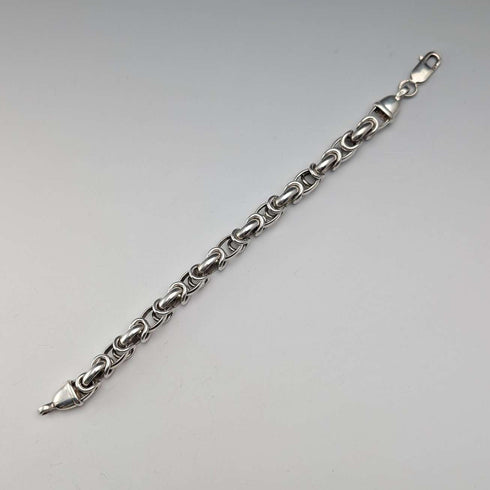 British Vintage Sterling Silver Byzantine Chain Bracelet 30g