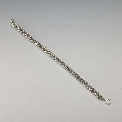 British Vintage Sterling Silver Byzantine Chain Bracelet 25g SH