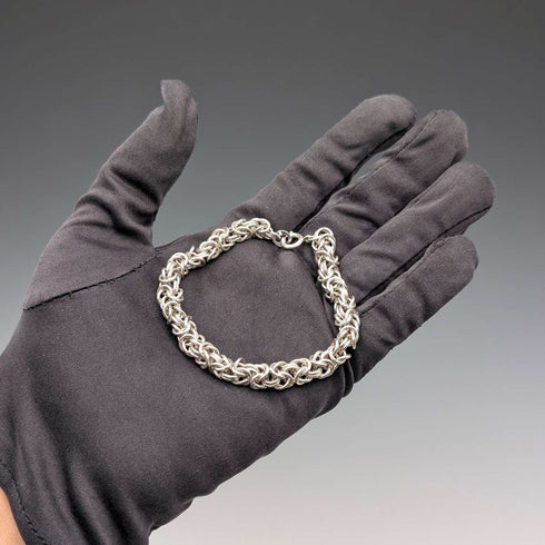 British Vintage Sterling Silver Byzantine Chain Bracelet 25g SH