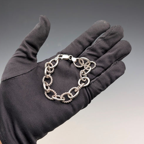 復古純銀製鏈環手鍊 18g MILOR ITALY