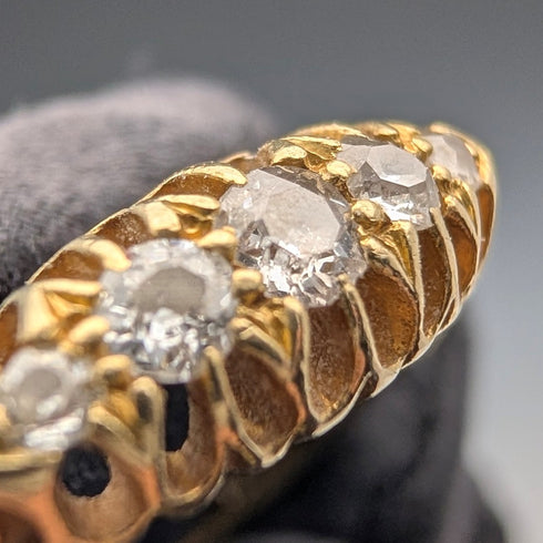 Antique K18 Gold 5-Stone Diamond Ring (Size 13) AH