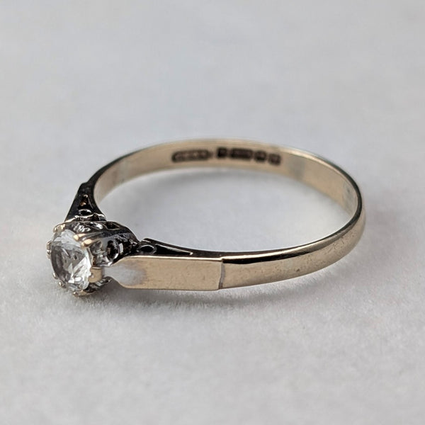 英國復古 K9金戒指 白色寶石 1.5g(15號) 戒指 C.L&S