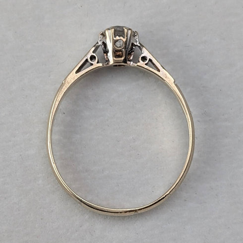 英国ヴィンテージ K9ゴールドリング ホワイトストーン 1.5g(15号) 指輪 C.L&S