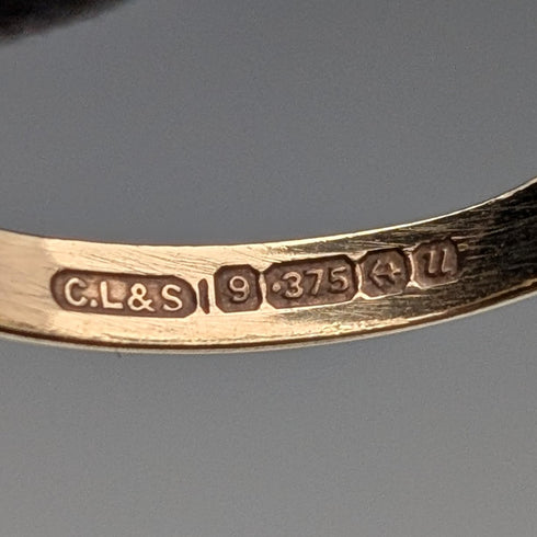 英国ヴィンテージ K9ゴールドリング ホワイトストーン 1.5g(15号) 指輪 C.L&S