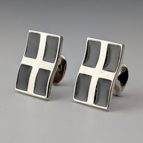 British Vintage Sterling Silver Flag Design Cufflinks - St. Justin