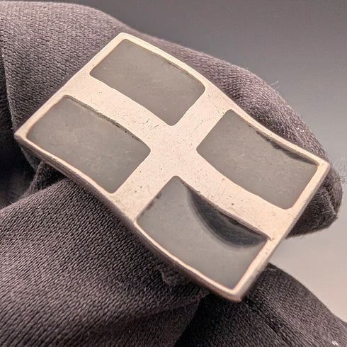 British Vintage Sterling Silver Flag Design Cufflinks - St. Justin