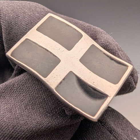 British Vintage Sterling Silver Flag Design Cufflinks - St. Justin