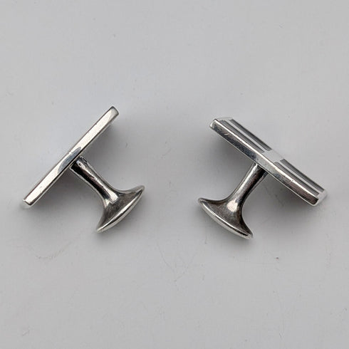 British Vintage Sterling Silver Flag Design Cufflinks - St. Justin
