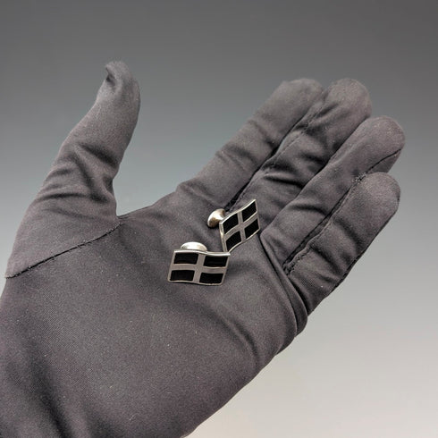 British Vintage Sterling Silver Flag Design Cufflinks - St. Justin