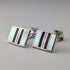 Vintage Sterling Silver White Mother-of-Pearl & Onyx Striped Design Cufflinks