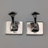 Vintage Sterling Silver White Mother-of-Pearl & Onyx Striped Design Cufflinks