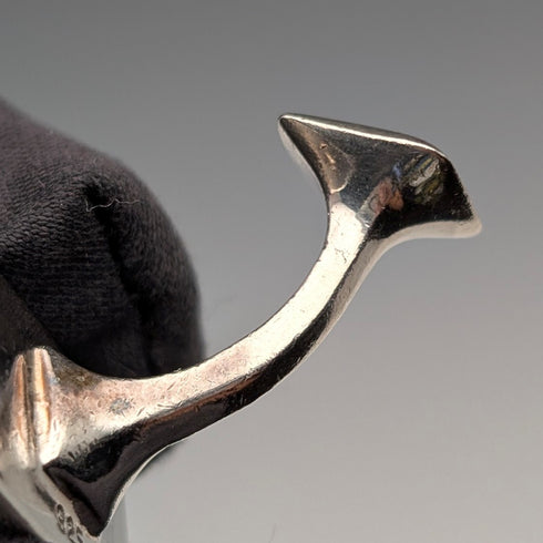 ヴィンテージ 純銀製 白蝶貝&オニキス ストライプデザイン カフリンクス カフスボタン