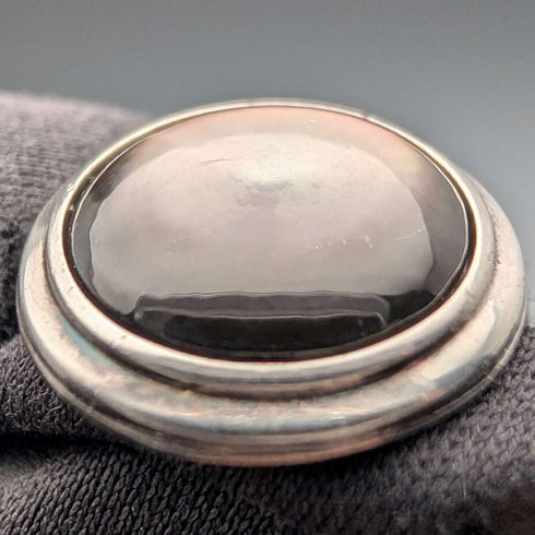 British Vintage Sterling Silver Black Mother-of-Pearl Cufflinks Asprey