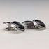 British Vintage Sterling Silver Black Mother-of-Pearl Cufflinks Asprey