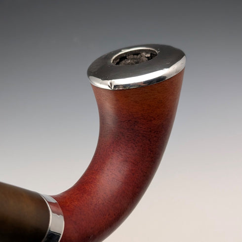 1911年 英国アンティーク 純銀装飾 大型キャラバッシュパイプ Nathan&Hayes