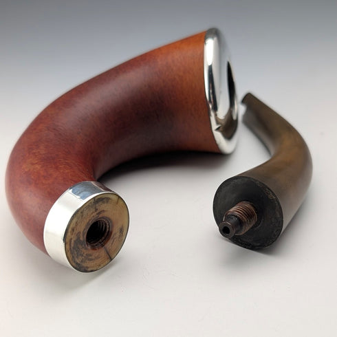 1911年 英国アンティーク 純銀装飾 大型キャラバッシュパイプ Nathan&Hayes