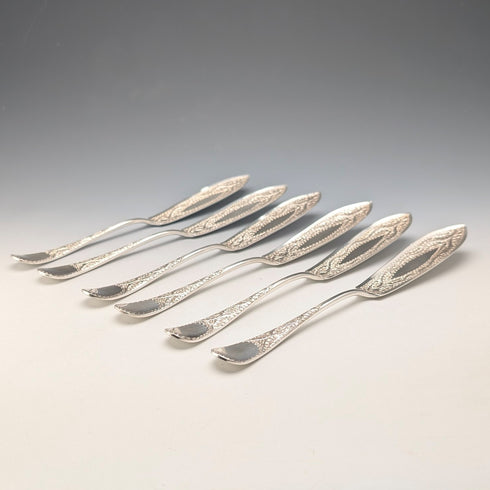 Pair of 6 antique silver-plated fish cutlery sets, circa 1900, Allen & Darwin, England.
