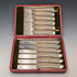 Antique English Silver Plate Fish Cutlery, 6 pairs, circa 1905, James Dixon & Sons, in a wooden box.