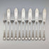 Antique English Silver Plate Fish Cutlery, 6 pairs, circa 1905, James Dixon & Sons, in a wooden box.