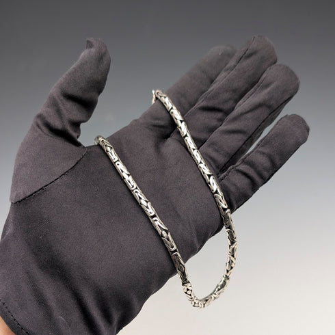 復古純銀製拜占庭鏈項鍊 42cm 47g