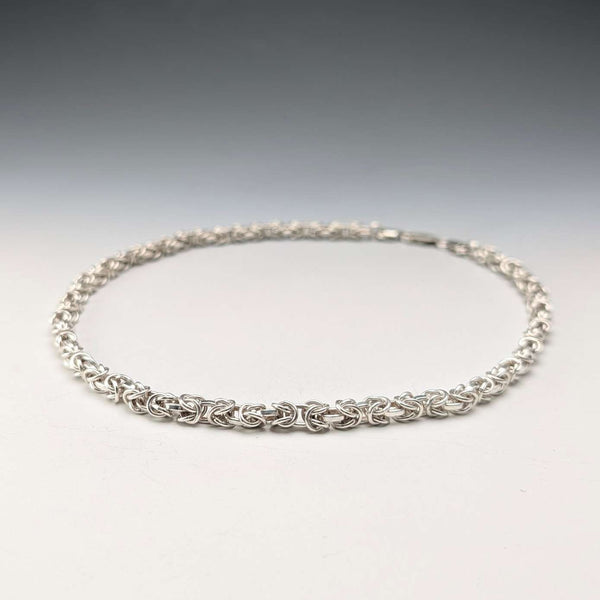 Vintage Sterling Silver Byzantine Chain Necklace, 45cm, 46g, BJB