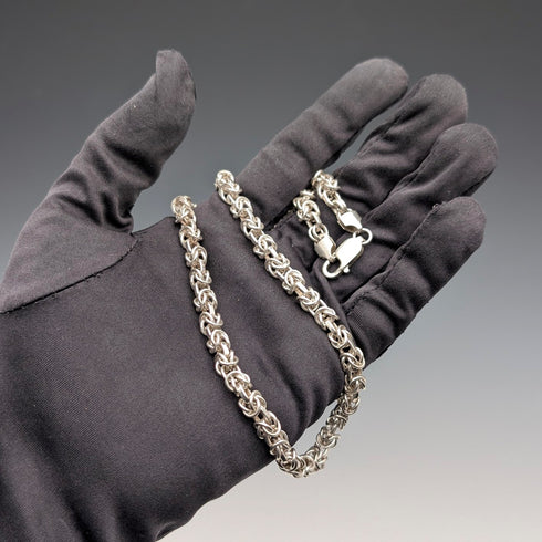 Vintage Sterling Silver Byzantine Chain Necklace, 45cm, 46g, BJB