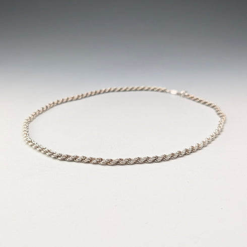 英國復古 純銀製 扭紋鍊條 項鍊45cm 9g G.H.G