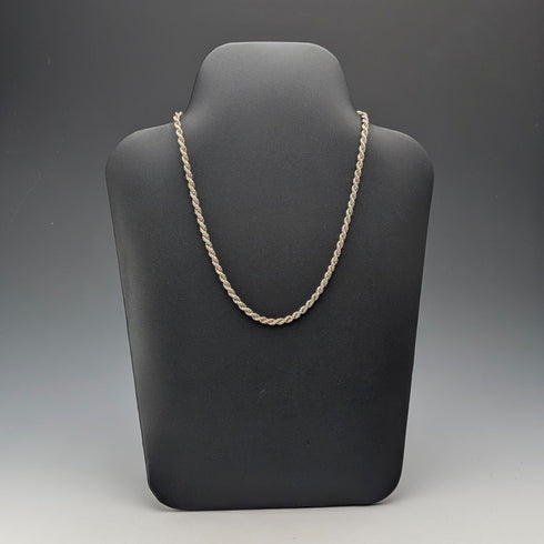 英國復古 純銀製 扭紋鍊條 項鍊45cm 9g G.H.G