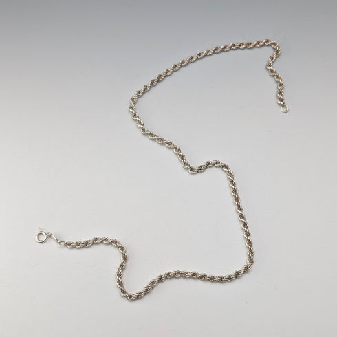 英國復古 純銀製 扭紋鍊條 項鍊45cm 9g G.H.G