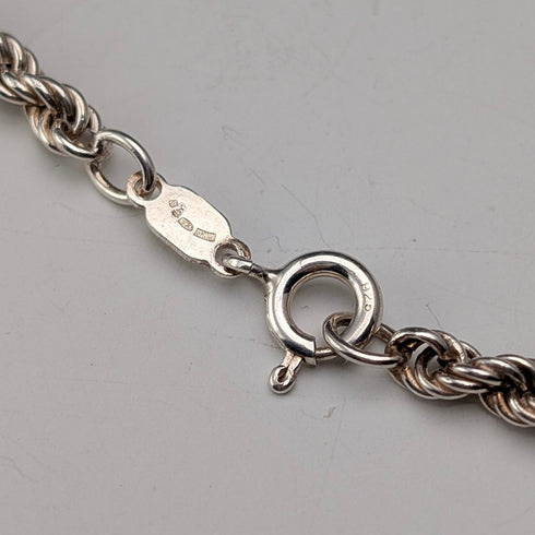 英國復古 純銀製 扭紋鍊條 項鍊45cm 9g G.H.G