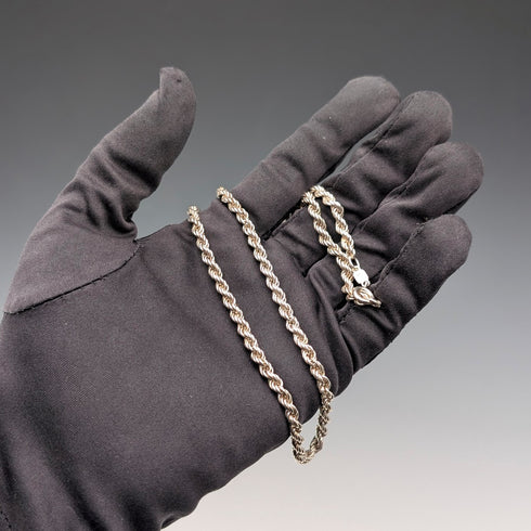 英國復古 純銀製 扭紋鍊條 項鍊45cm 9g G.H.G