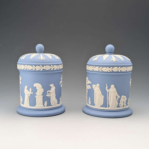 Pair of Vintage British Wedgwood Jasperware Tea Caddy Boxes