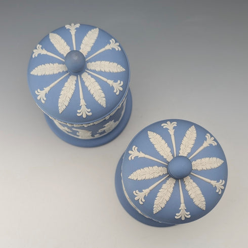 英國復古 Wedgwood Jasperware 茶葉罐盒一對