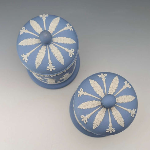 Pair of Vintage British Wedgwood Jasperware Tea Caddy Boxes